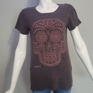 Obey Sugar Skull Tee, VGUC, Size S